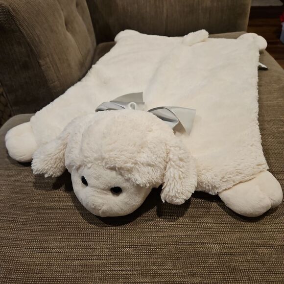 Lamby Cream Color with Mint Green Satin Bow Baby Mat Like New - Picture 5 of 12